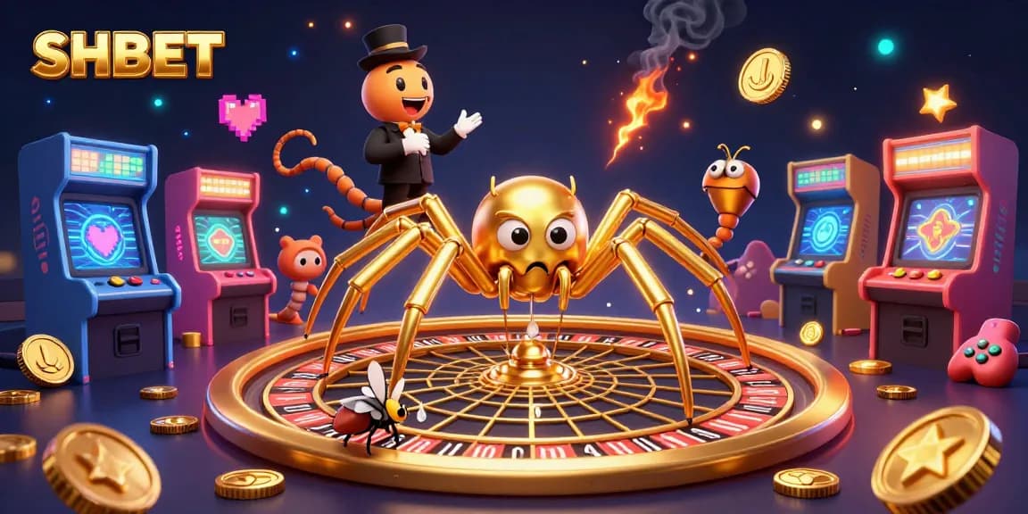 SHBET players spin and win in a vibrant 3D casino game scene, showcasing thrilling bets and colorful elements.