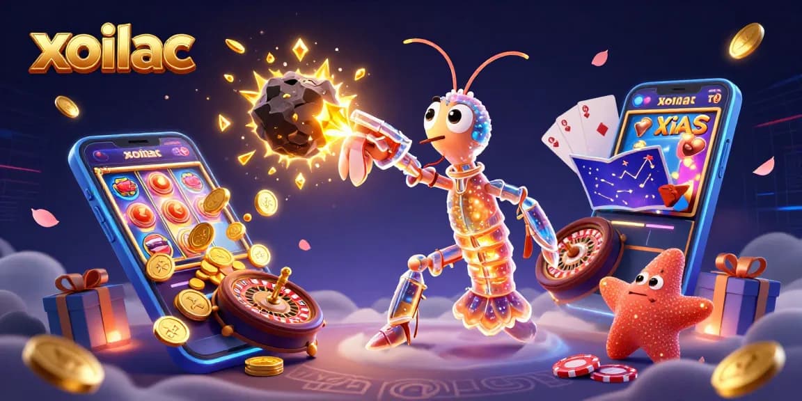 Experience the thrill of xoilac gaming with dazzling visuals of a galactic samurai amidst vibrant casino elements.