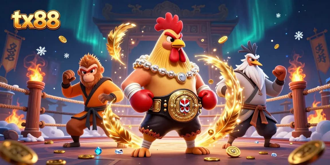 Engage with tx88 in an electrifying Muay Thai-themed casino battle scene filled with gold coins and cinematic effects.