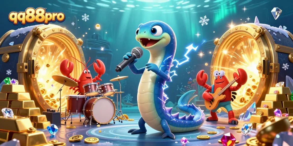 Experience thrilling action at qq88pro with a vibrant underwater casino scene featuring dynamic characters and treasures.