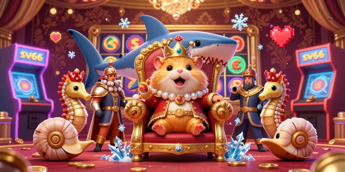 Spin to win with sv66 in a vibrant 3D casino scene featuring a hamster king and dynamic gaming elements.