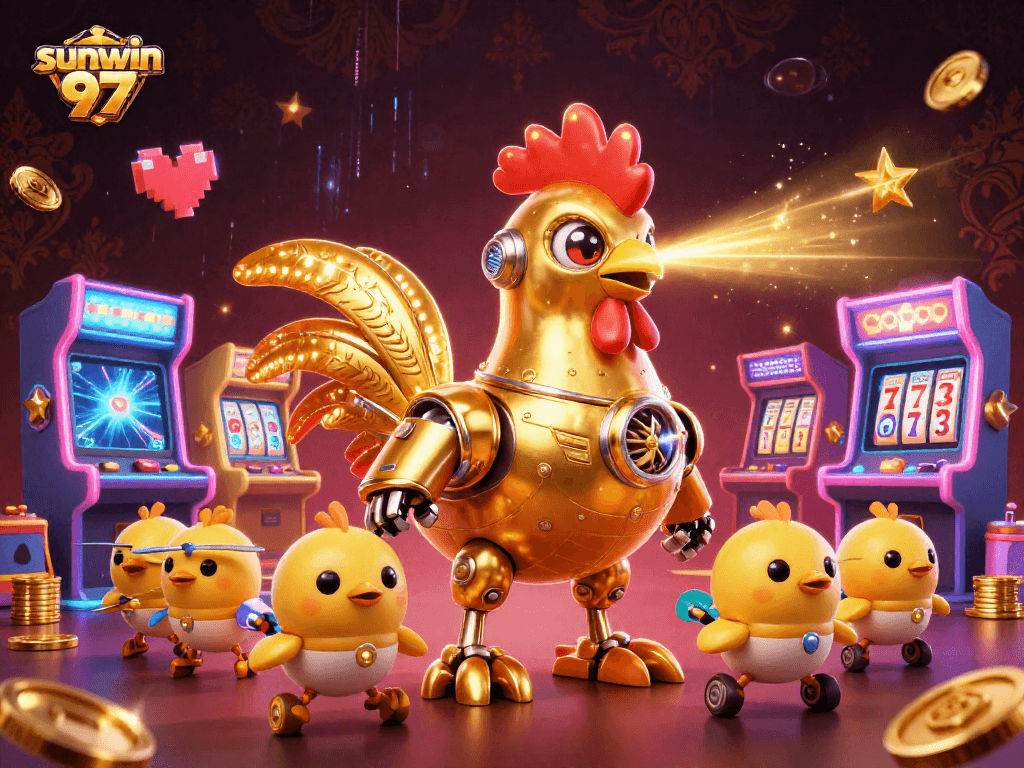 Experience thrilling gameplay with sunwin 97's colorful slot reels and retro arcade machines.