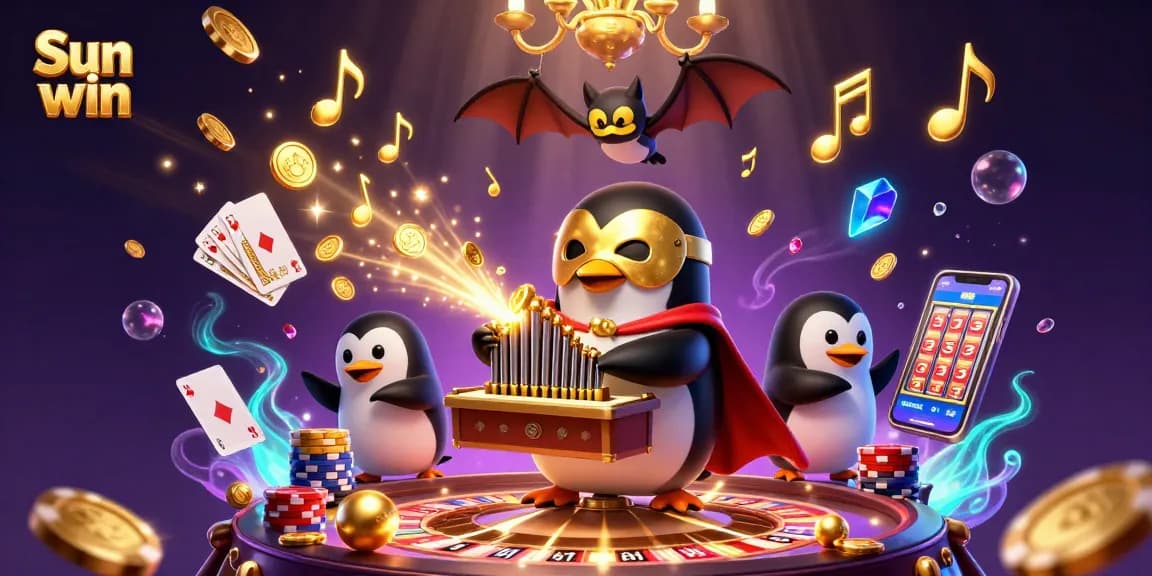Sun win excitement captured in a lively casino scene with vibrant 3D elements