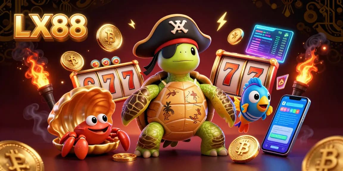 LX88 showcases thrilling slot gaming elements within a vibrant 3D pirate-themed scene.