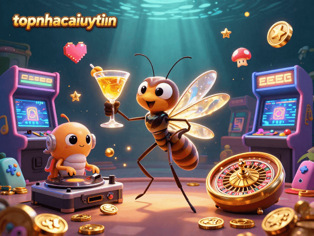 Experience fun with topnhacaiuytinn’s lively casino games, featuring cartoon characters and vibrant arcade elements.