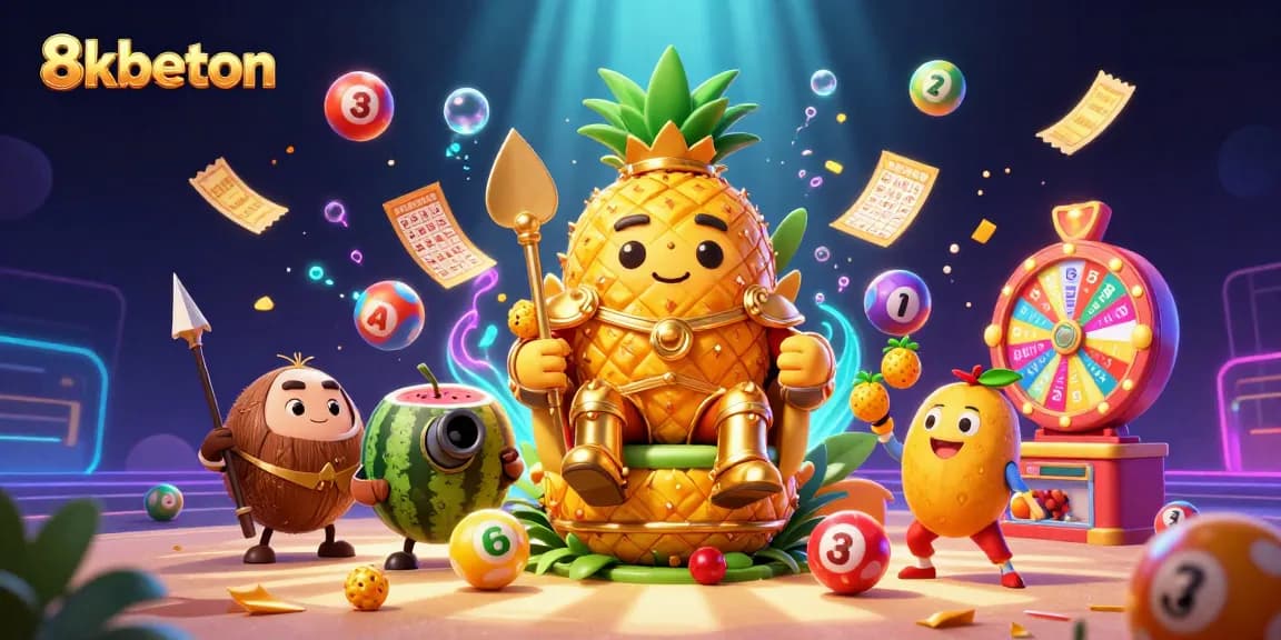 Experience thrilling betting with 8kbeton in this vibrant 3D casino illustration filled with excitement.