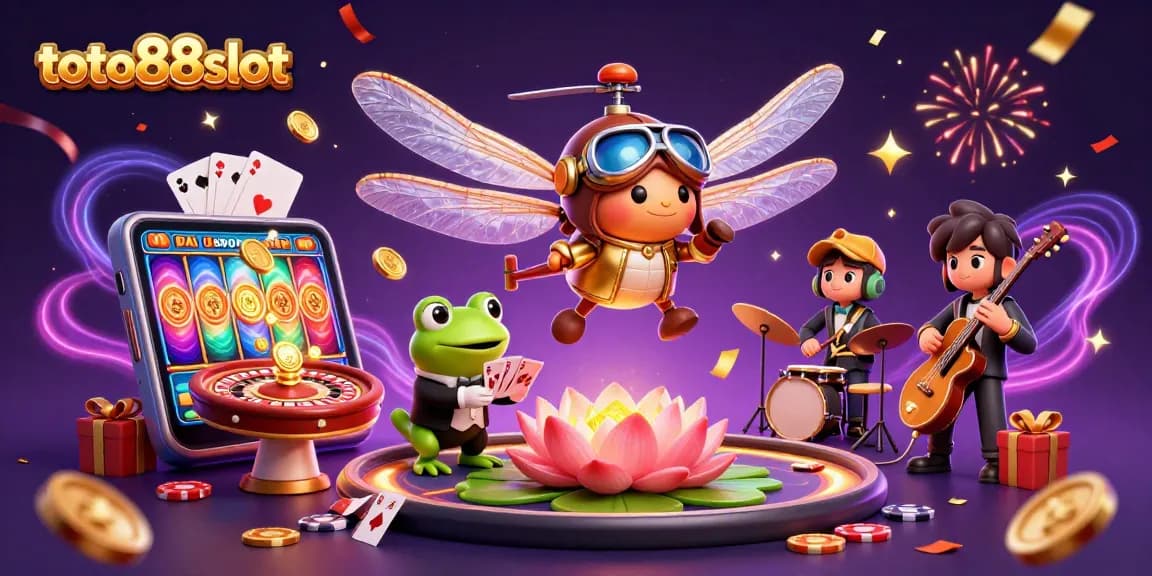 Spin to win at toto88slot with a vibrant 3D casino scene featuring lucky gaming elements.