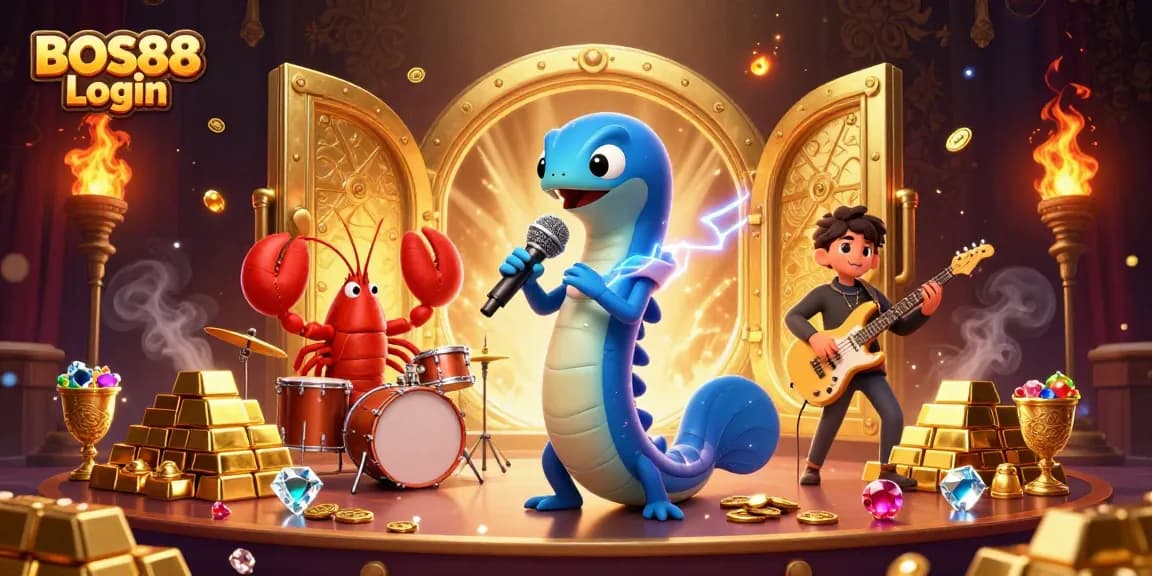 Rasakan keseruan bermain slot di BOS88 Login dalam ilustrasi 3D yang menarik dan penuh warna.