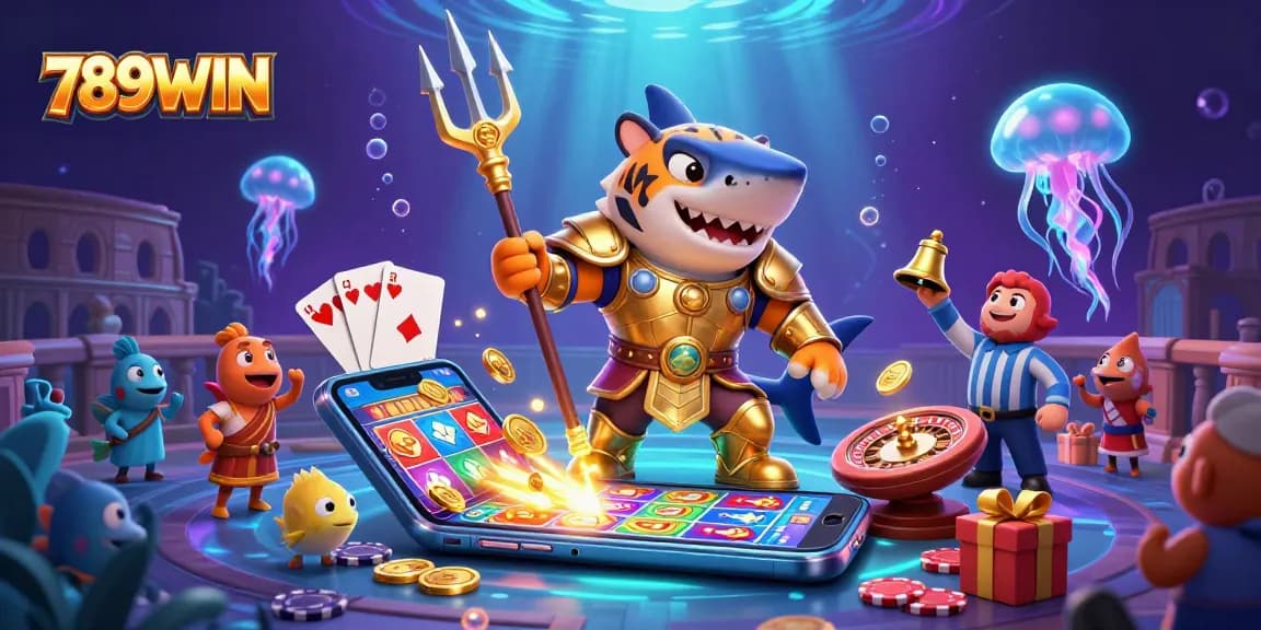 Experience thrilling gameplay at 789WIN with lively underwater scenes featuring unique characters and casino elements.