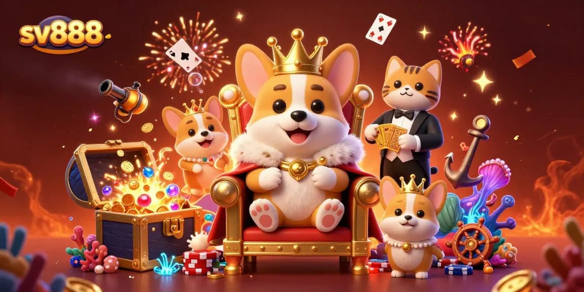 Play games and win at sv888 with royal corgi, butler, and casino-themed treasures.