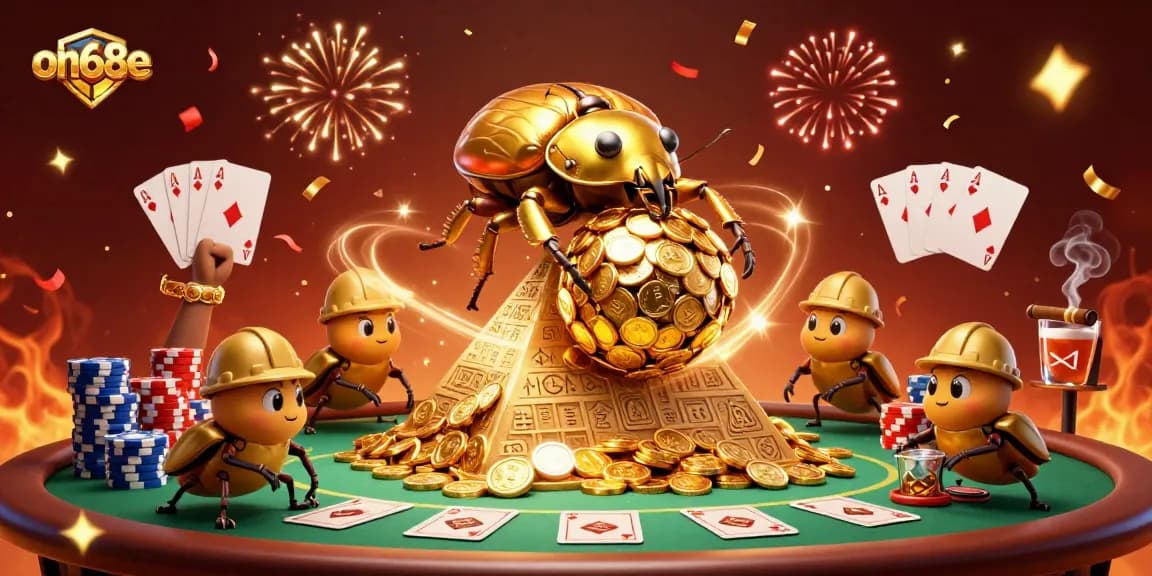 Experience thrilling gaming with on68e's vibrant casino illustration, showcasing unique elements of gaming fun.