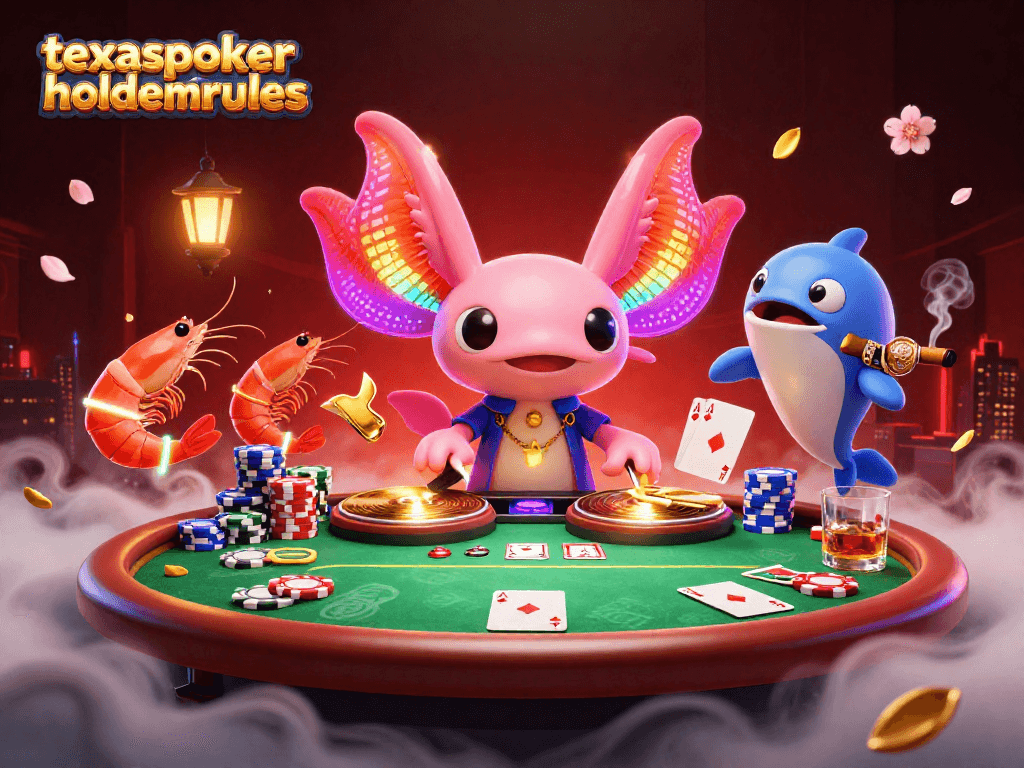 Engage with texaspokerholdemrules alongside a lively casino scene featuring a neon DJ and poker elements.