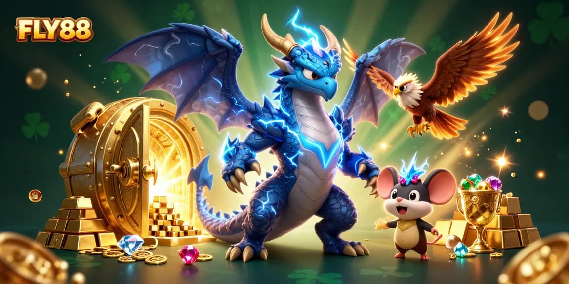 Experience thrilling games at FLY88 with electric characters and gold treasures bursting in 3D