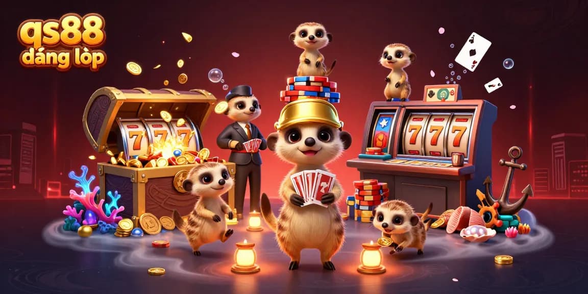 Spin the reels and join the fun at qs88 đăng nhập with this vibrant casino illustration