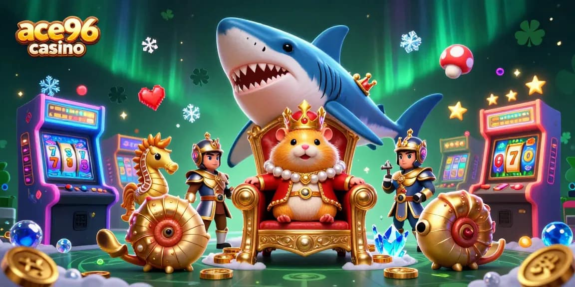Experience thrilling fun at ace96 casino with a dynamic scene featuring a regal hamster king.