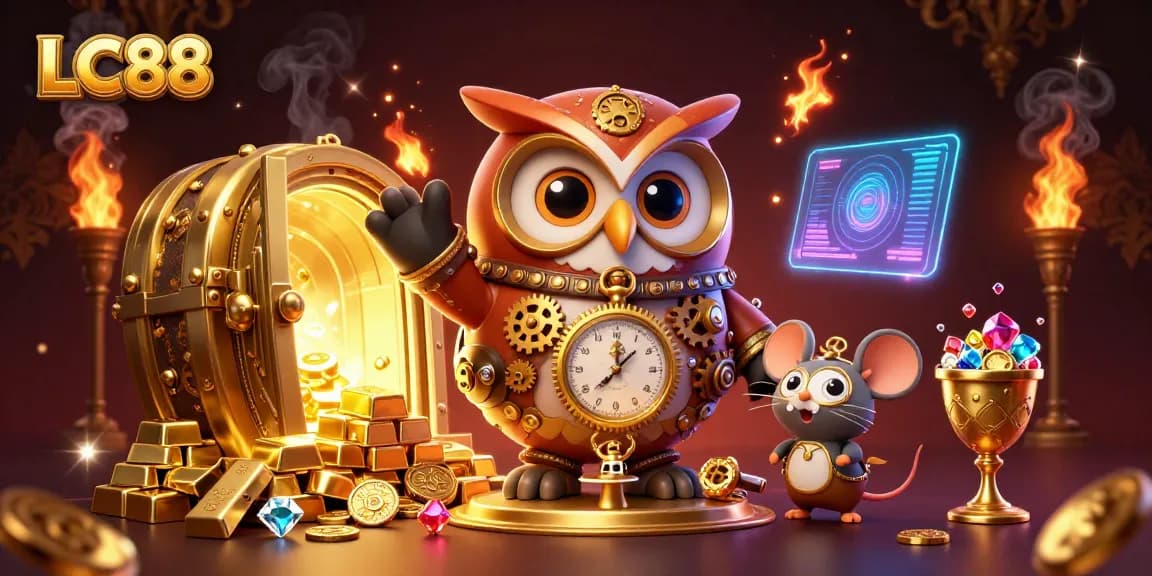 Experience exhilarating gaming adventures at LC88 with vibrant casino elements and treasures.