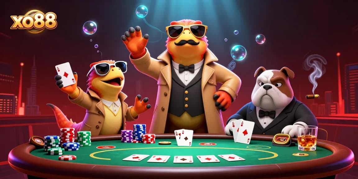 Experience the excitement of xo88 with animated raptors attempting to access a VIP casino lounge.