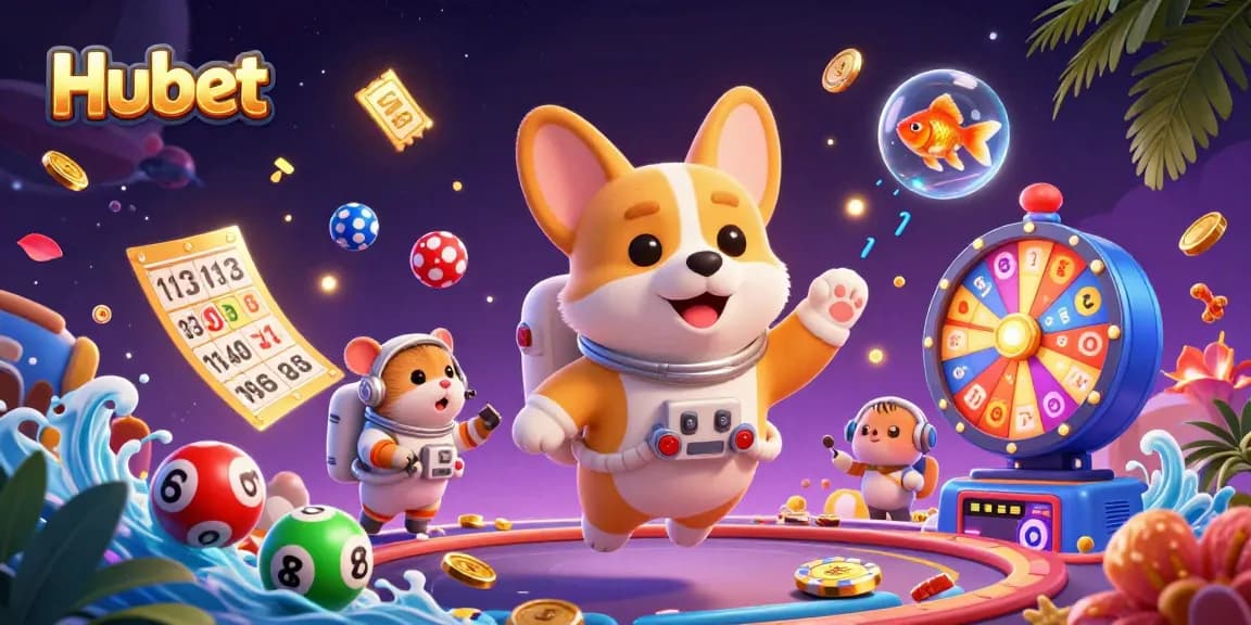 Experience Hubet's space casino adventure with playful characters and vibrant gaming elements.