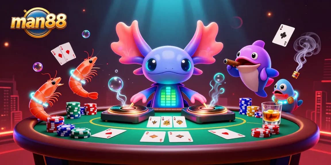 Experience the excitement of man88 casino with vibrant underwater DJs and poker action.