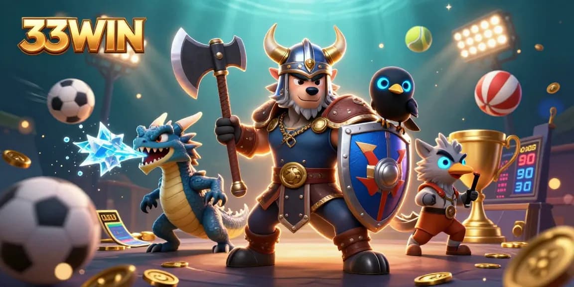 Experience the thrill of winning at 33WIN with this vibrant 3D casino illustration.