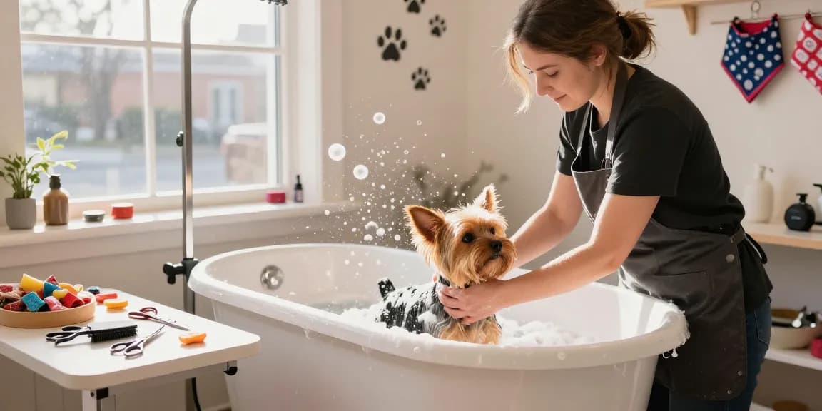 Fluffs Dog Grooming York provides a soothing atmosphere, showcasing expert grooming for dogs.