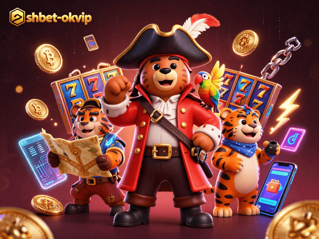 Engage in thrilling moments at shbet-okvip with vibrant slot reels and a pirate crew!