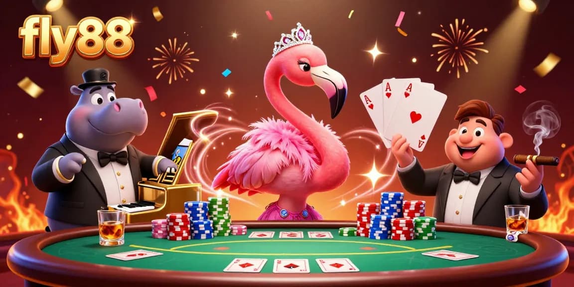 Experience the vibrant world of fly88 with exciting games, lively characters, and dazzling casino scenes.