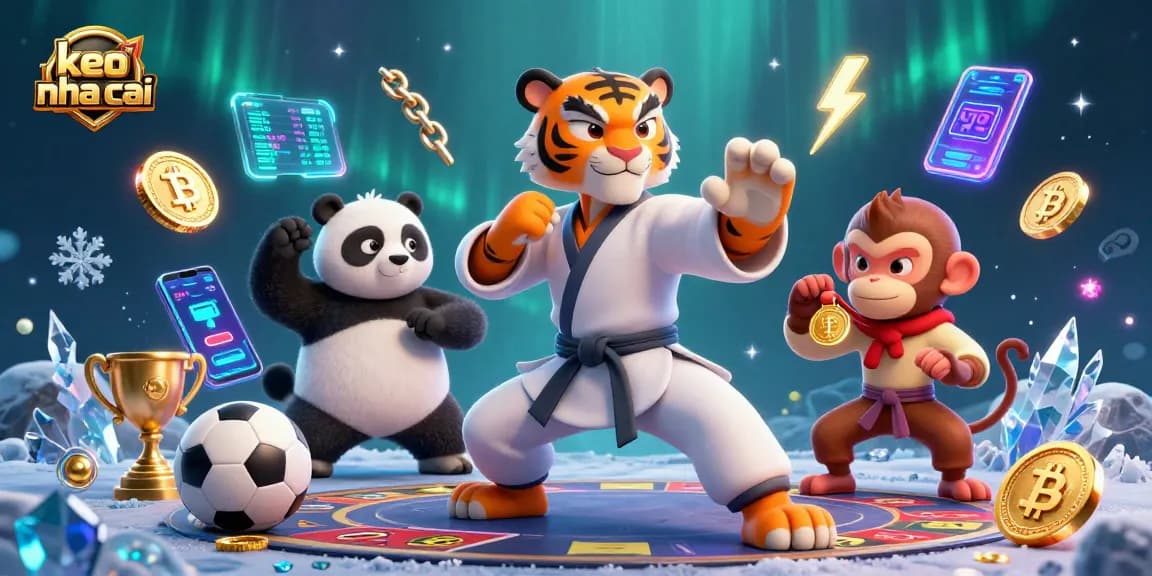 Engage in keo nha cai sports betting strategies with cartoon characters showcasing vibrant gambling elements.