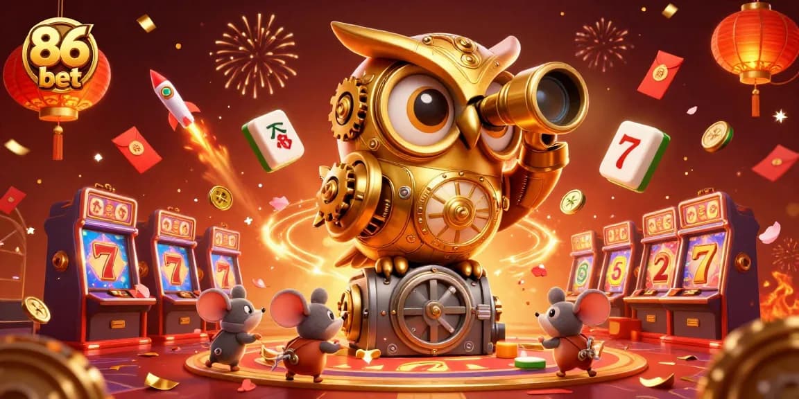 Experience the thrill of 86 bet in a vibrant casino scene with lucky symbols and dynamic elements.