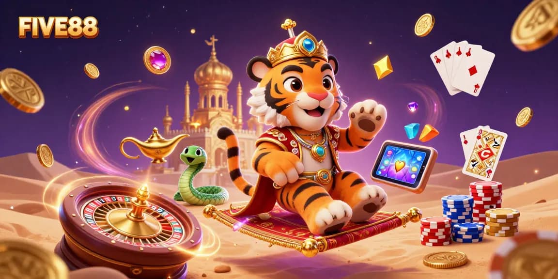 Experience the magic of FIVE88 with an Arabian-themed casino adventure!