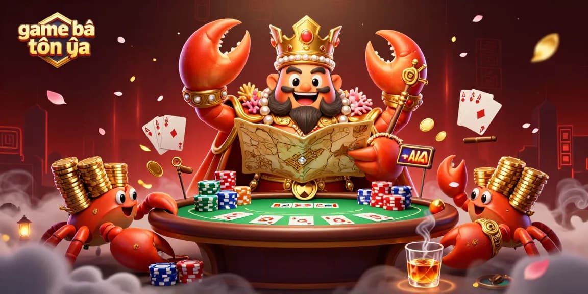 Immerse in the action with game bài tiến lên as a golden crab emperor reigns over a dynamic casino scene.