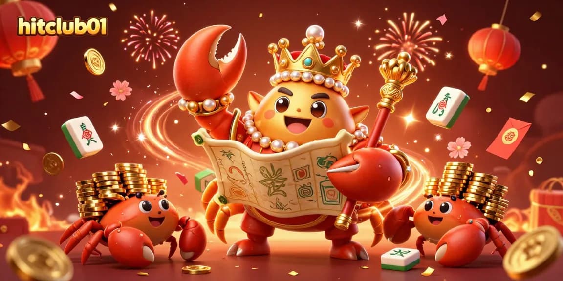 Experience exciting gameplay at hitclub01 with a vibrant scene of a golden crab emperor amid festive gambling elements.