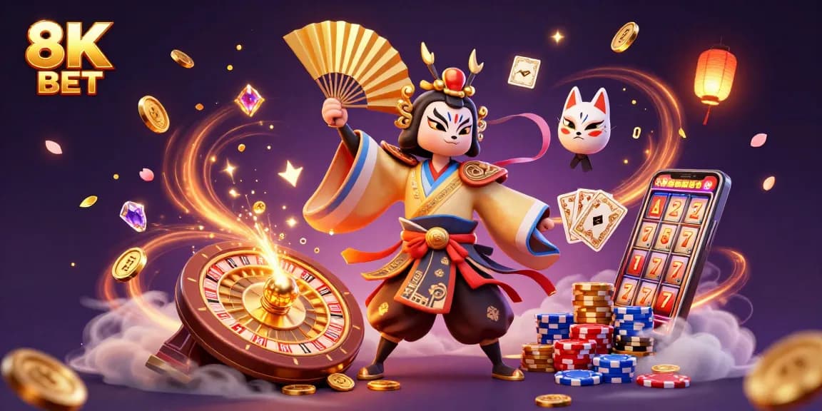 Experience the thrill of 8K BET with dynamic casino elements and vibrant characters in action.