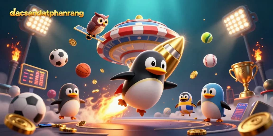 Engage with dacsandatphanrang's casino excitement, featuring a dynamic penguin and casino elements.
