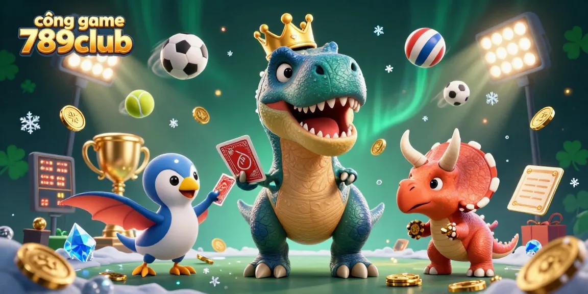 Engage with the cổng game 789club, where a T-Rex and triceratops bring the casino world to life!