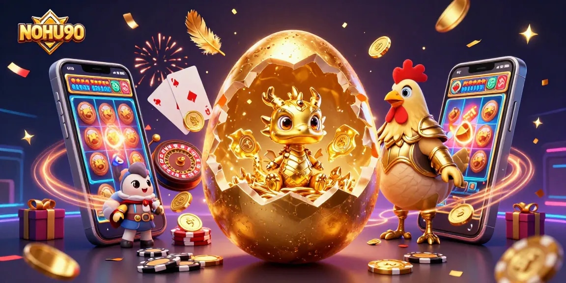 Experience the excitement of NOHU90 with vibrant gaming elements in a thrilling casino scene.
