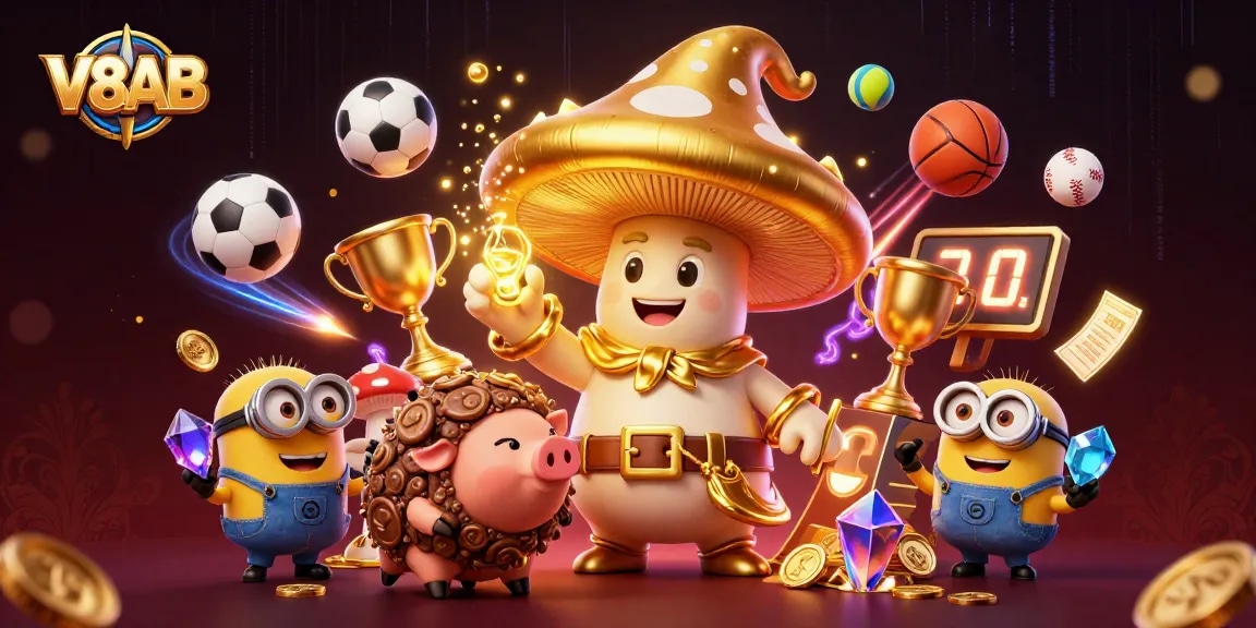 V8AB players enjoy exciting games surrounded by golden wizard and treasure, experiencing unparalleled joy.