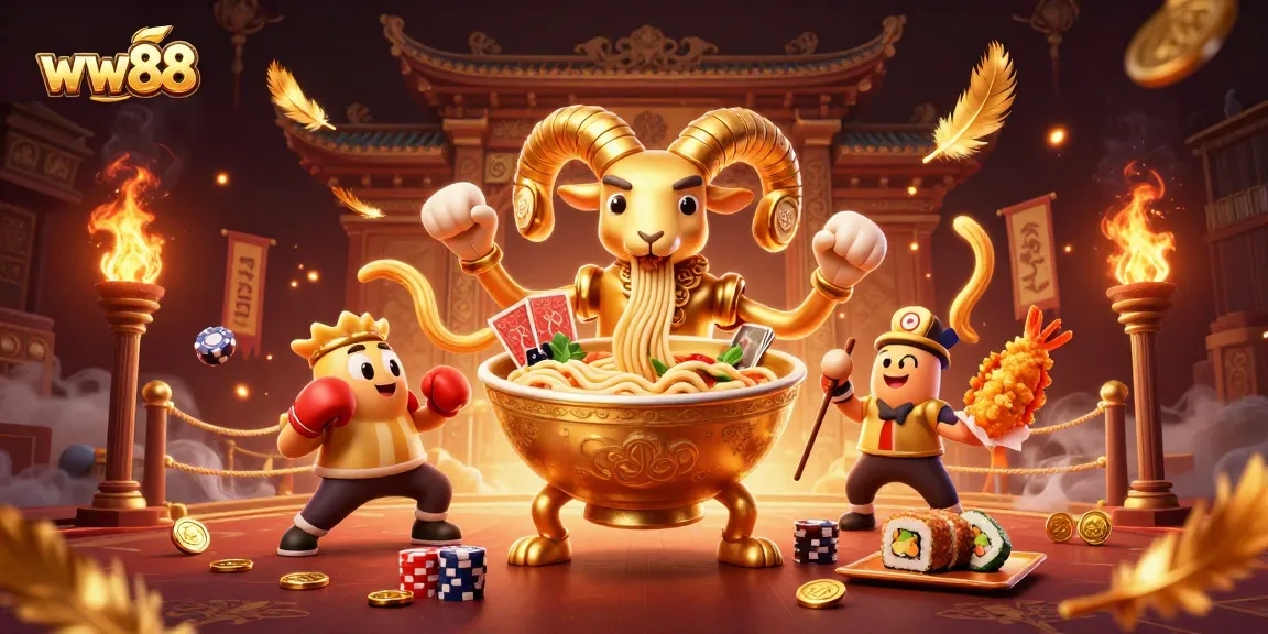 Engage in exciting wins at ww88 with vibrant 3D characters in a colorful casino scene.