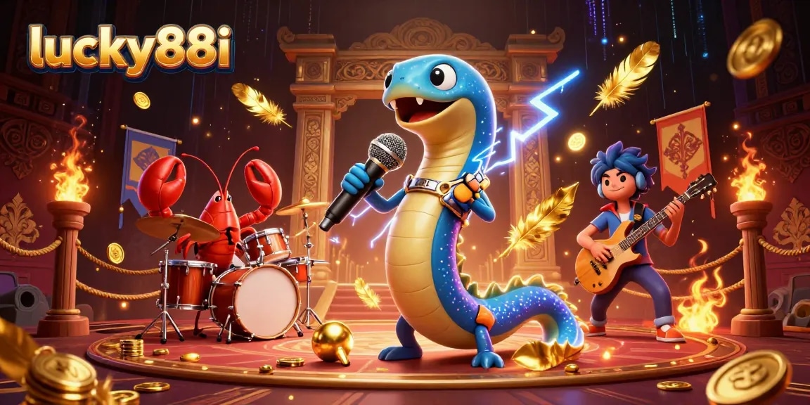 Experience the excitement of lucky88i with a vibrant underwater casino scene featuring a DJ eel and gaming elements.
