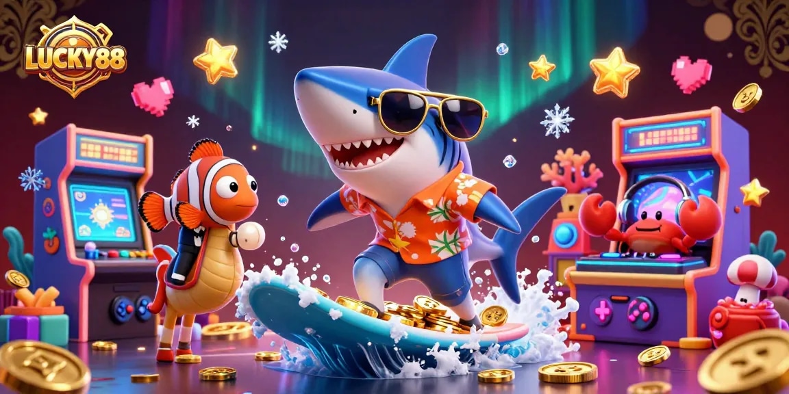 LUCKY88 offers an exciting illustration showcasing vibrant casino elements, capturing thrilling gameplay.