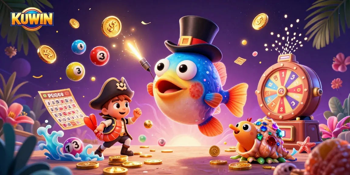 Engage with KUWIN's thrilling lottery experience through interactive gameplay with vibrant elements.