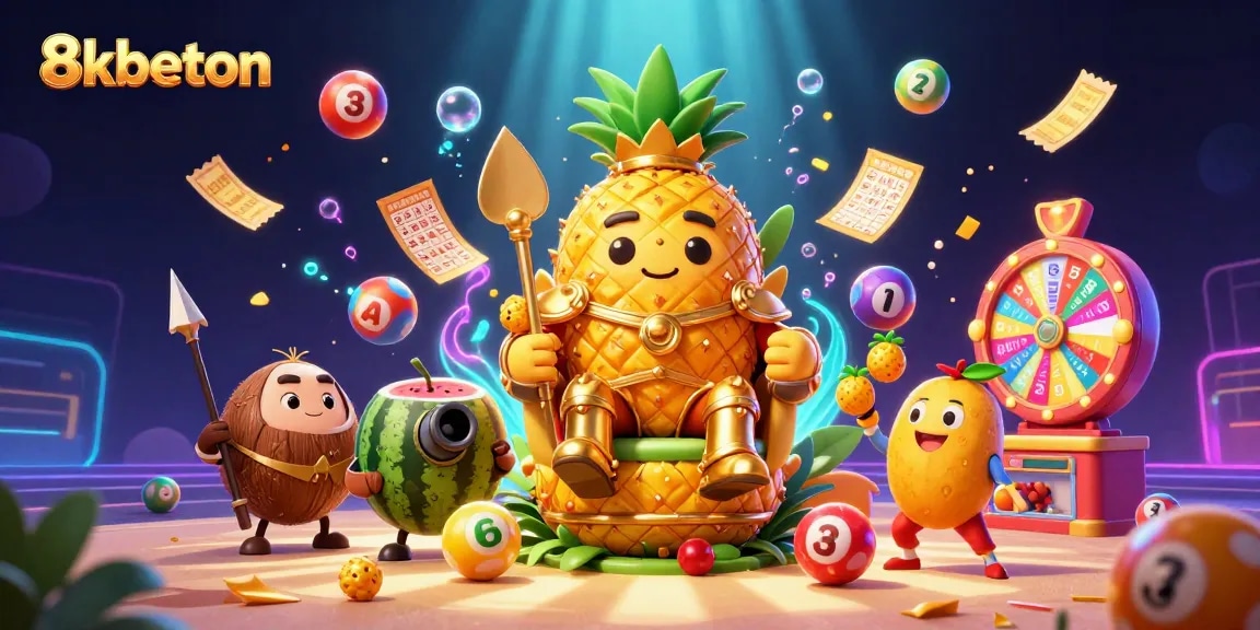 Experience thrilling betting with 8kbeton in this vibrant 3D casino illustration filled with excitement.