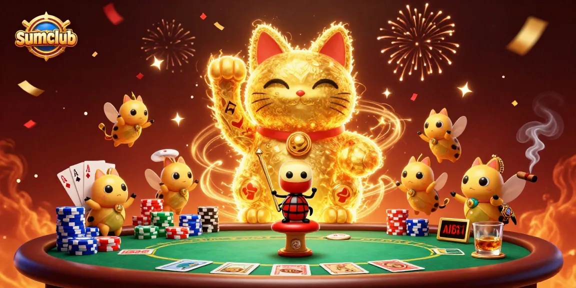 Join the excitement at sumclub with vivid casino scenes filled with celebratory elements.