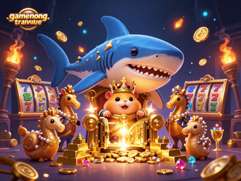 Experience gamenongtraivuive with thrilling slot reels and a vibrant underwater casino scene.