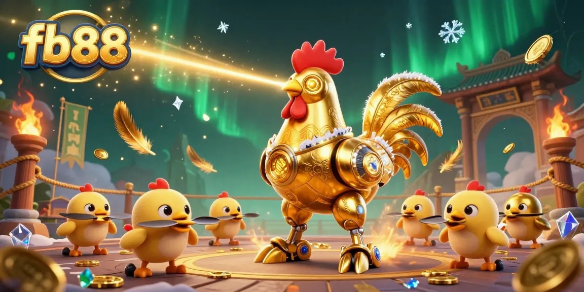 Experience dynamic betting action with fb88 in this vibrant 3D illustration featuring a whimsical golden rooster.
