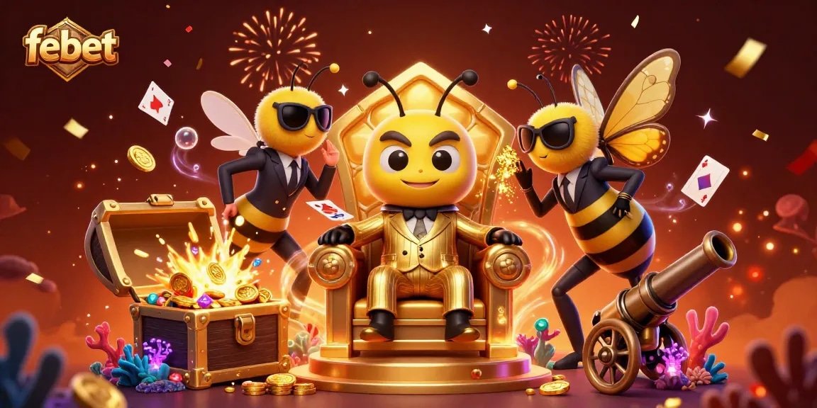 Join the excitement at febet with the captivating 3D illustration showcasing casino elements and vibrant characters.