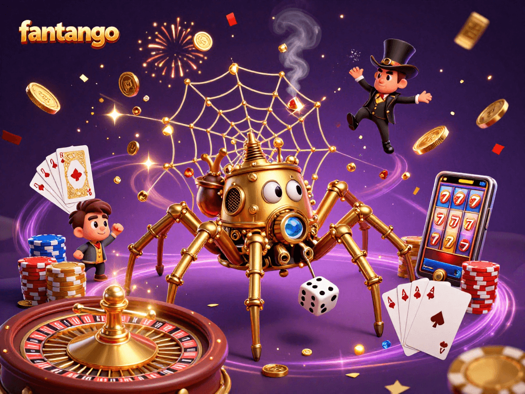 Experience the thrilling world of fantango with captivating steampunk characters in a vibrant casino setting.