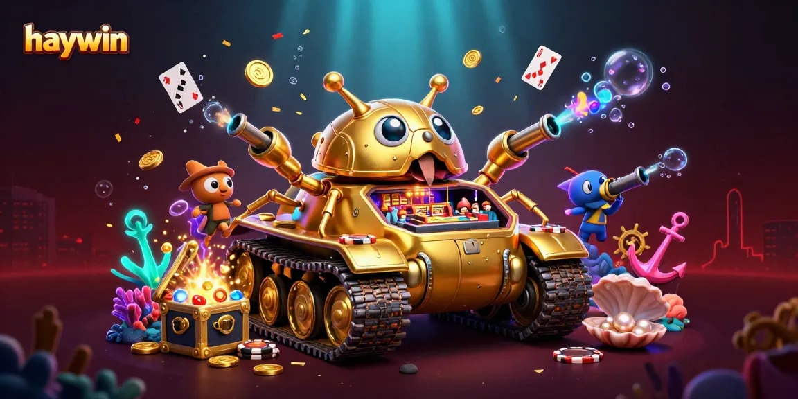 Experience thrilling gameplay at Haywin with a golden beetle tank revealing a miniature casino.
