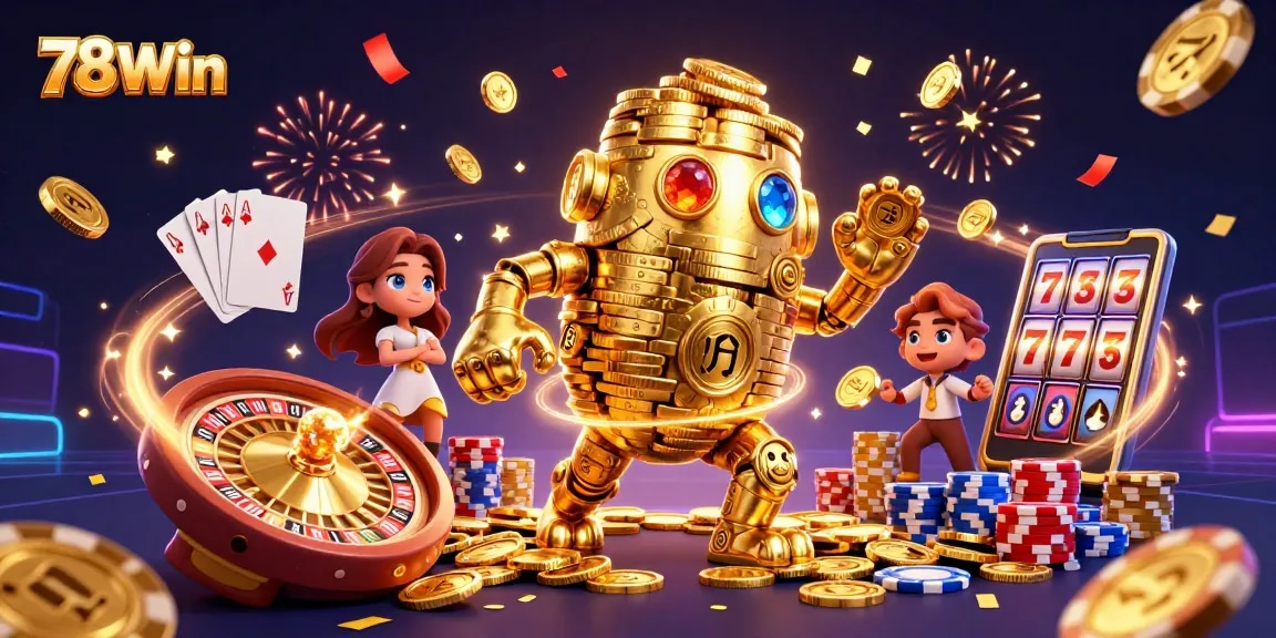 Experience winning thrills at 78Win with a dazzling 3D casino scene.