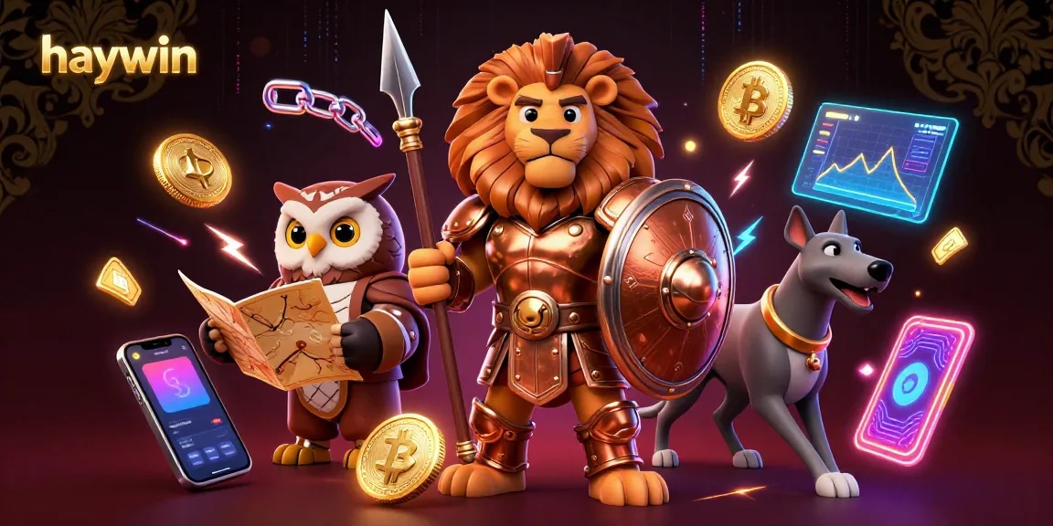 Join the excitement at haywin with a thrilling 3D casino scene featuring dynamic characters and crypto elements.